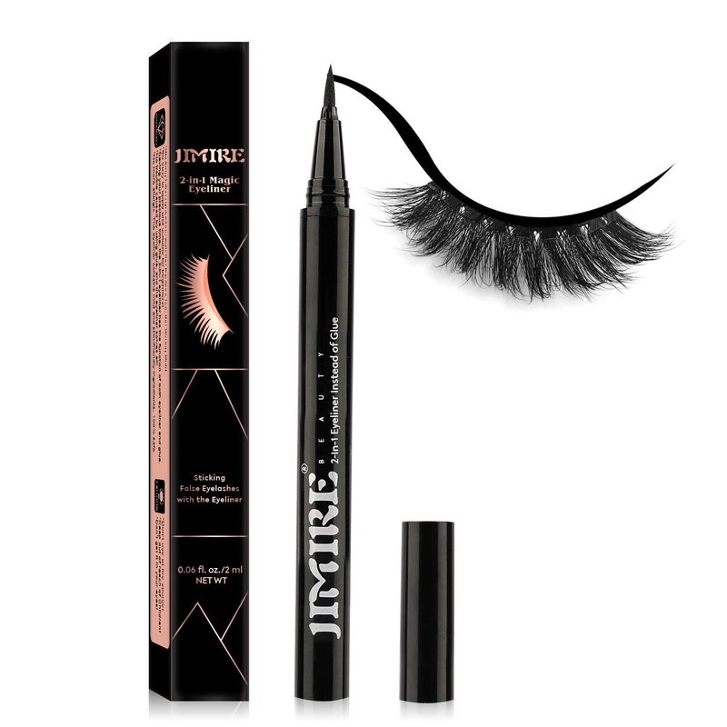 JIMIRE 2-in-1 Eyeliner Instead of Glue, Magic Eyeliner | Extra Strong Hold for False Eyelashes | No Magnet & No Glue Needed | Only for 20â€™s to Apply Lashes - Image 1